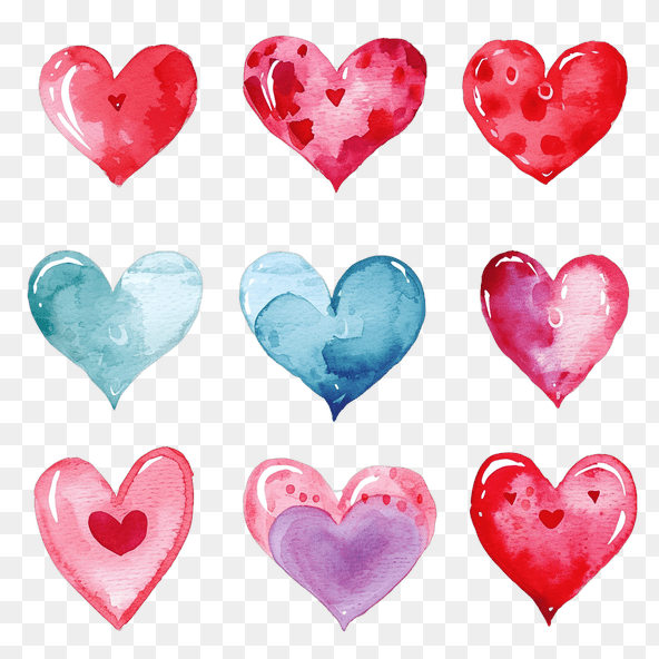 Watercolor Hand Painted Heart Clipart