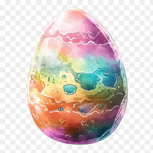 Rainbow Watercolor Easter Egg Clipart