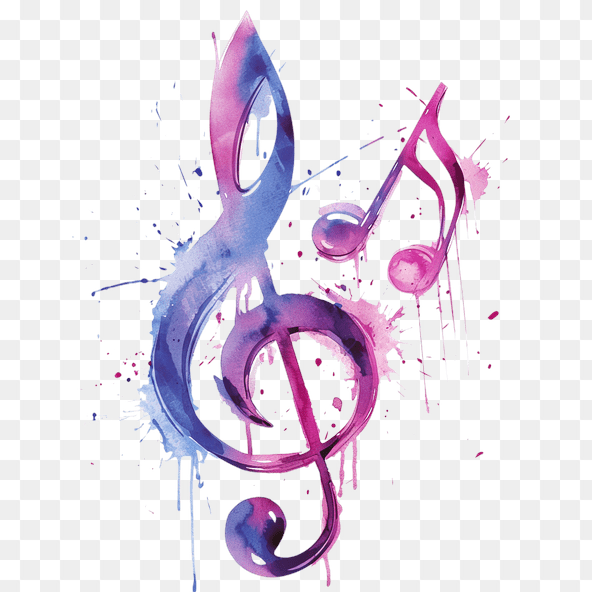 Watercolor Treble Clef Music Clipart