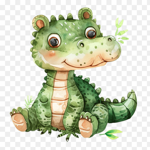 Cute Watercolor Crocodile Clipart