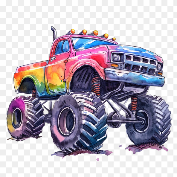 Rainbow Monster Truck Clipart
