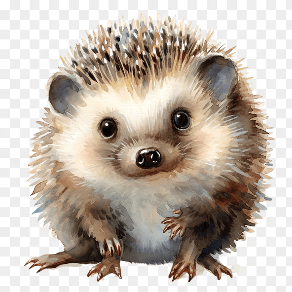 Cute Watercolor Hedgehog Clipart