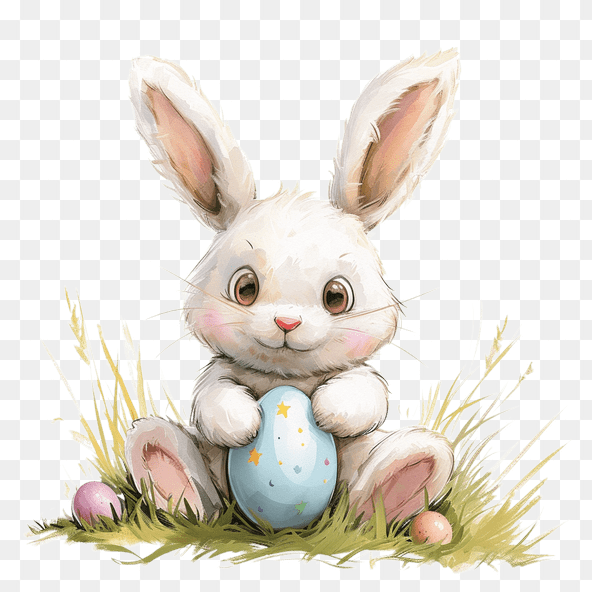 Cute Easter Bunny Holding Egg Clipart