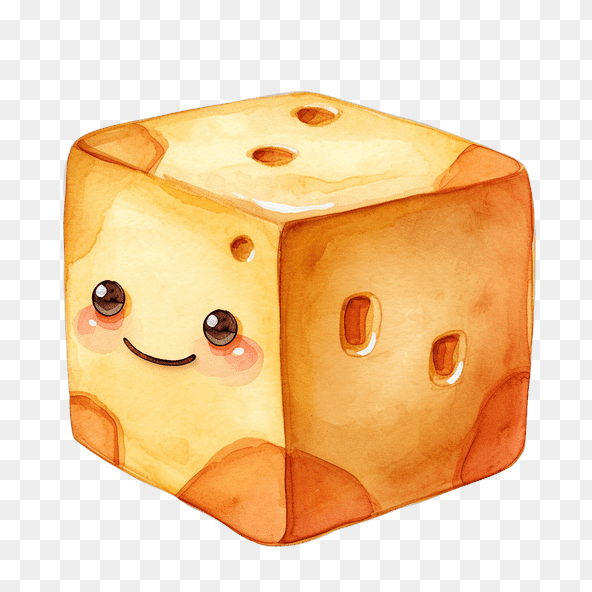 Cute Cartoon Cheese Cube Clipart