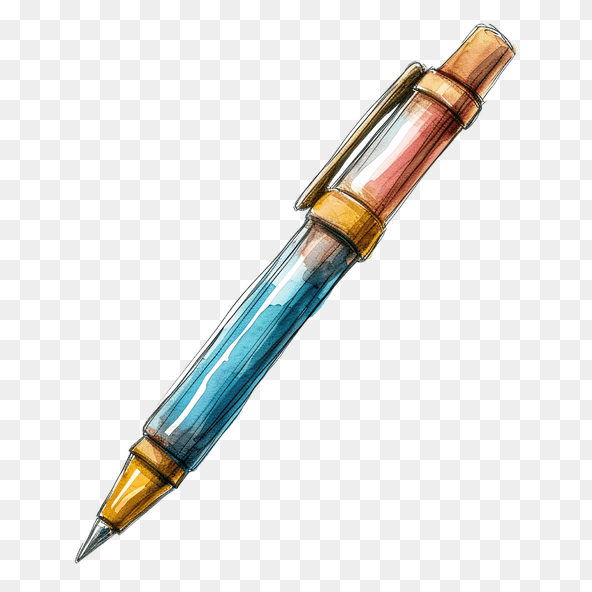 blue watercolor pen clipart
