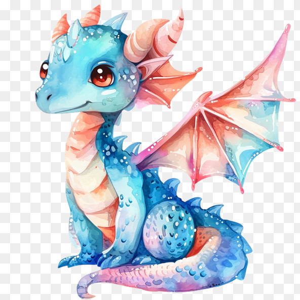Cute watercolor dragon clipart