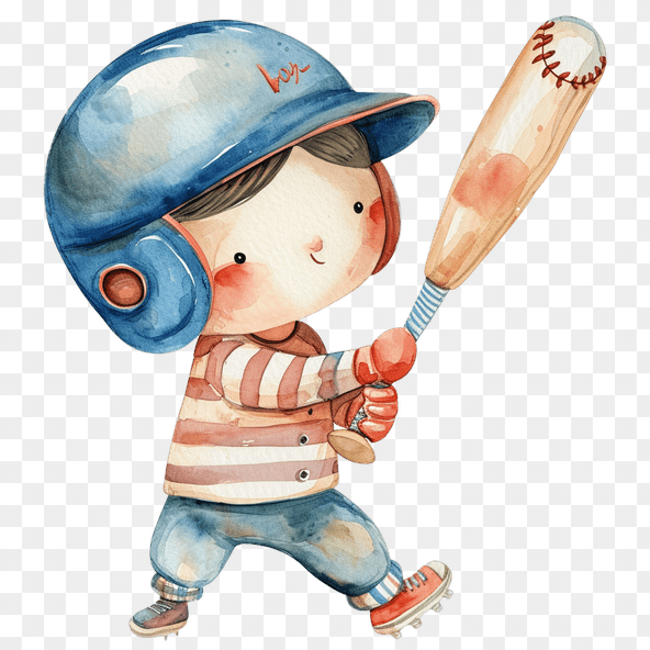little boy playing baseball clipart