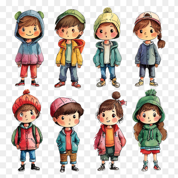 Cute Watercolor Kids Clipart