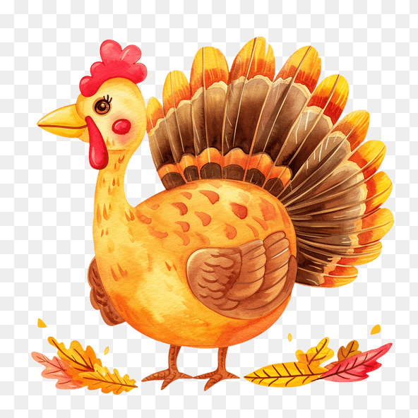 Cute Watercolor Turkey Clipart