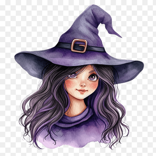 Cute Witch Watercolor Clipart