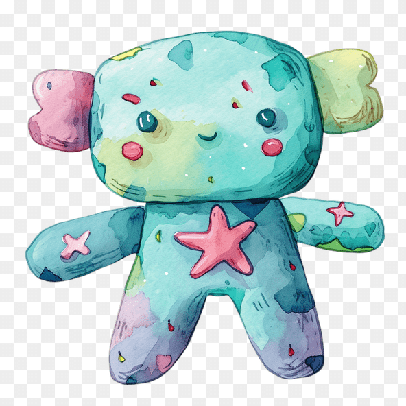 Cute Watercolor Sea Star Toy Clipart