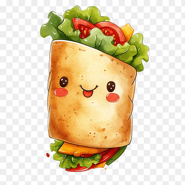 Cute Cartoon Veggie Wrap Clipart