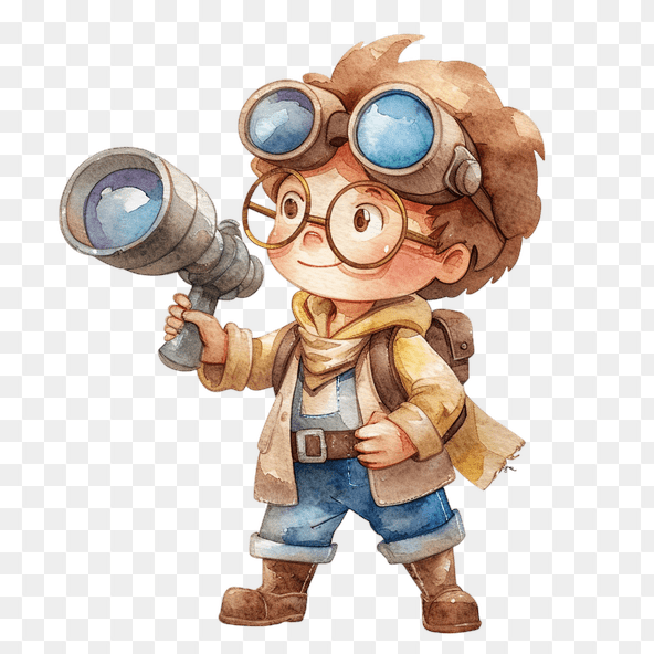 Cute Boy Explorer With Telescope Clipart