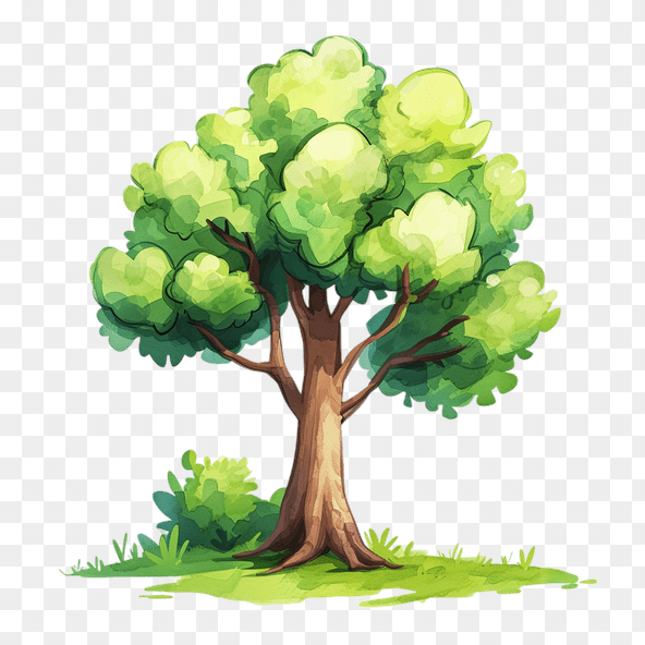 Cartoon Watercolor Tree Clipart