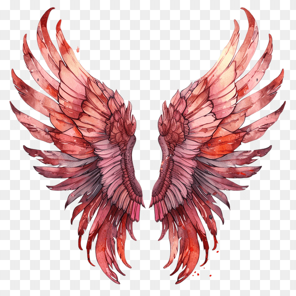 red watercolor wings clipart
