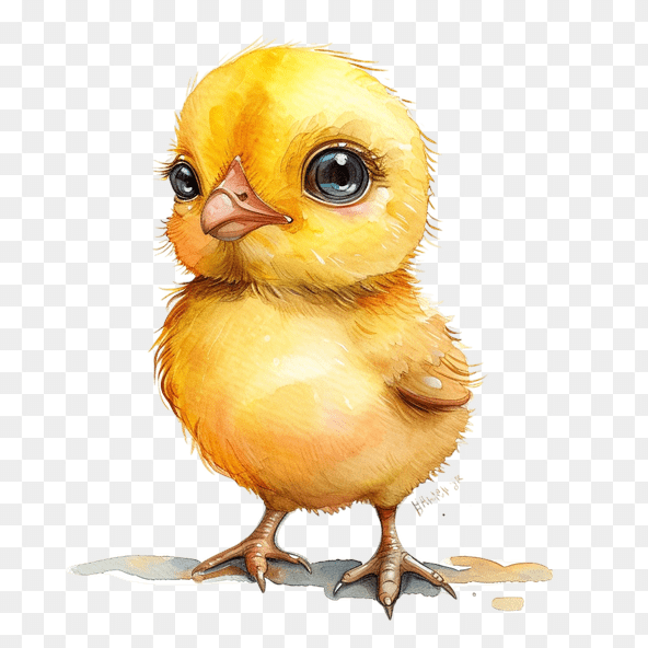 Cute Baby Chick Watercolor Clipart