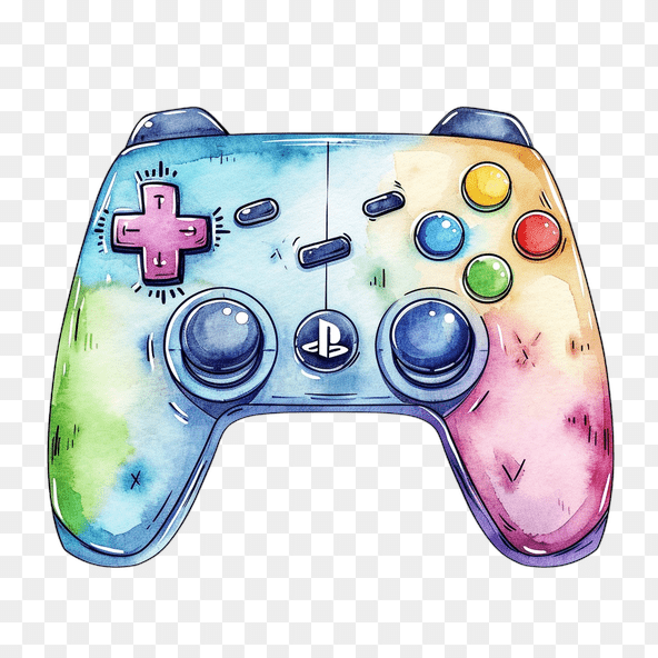Colored Watercolor Gamepad Clipart