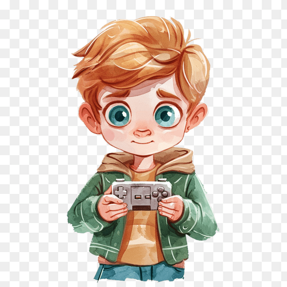Cute Boy Playing Video Games Clipart
