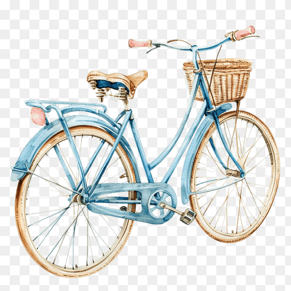 blue watercolor bicycle clipart