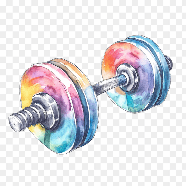 Watercolor Rainbow Dumbbell Clipart