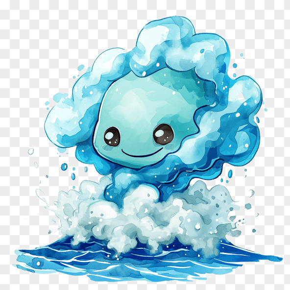 Cute Blue Water Spirit Clipart