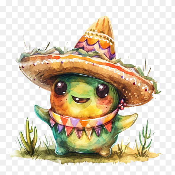 Cute Cactus Wearing Sombrero Clipart