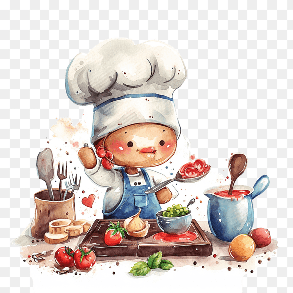 Cute Cartoon Chef Cooking Clipart