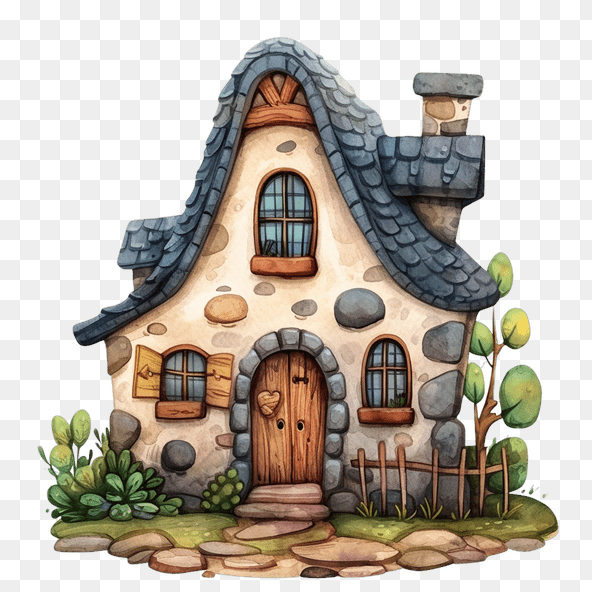 stone cottage clipart