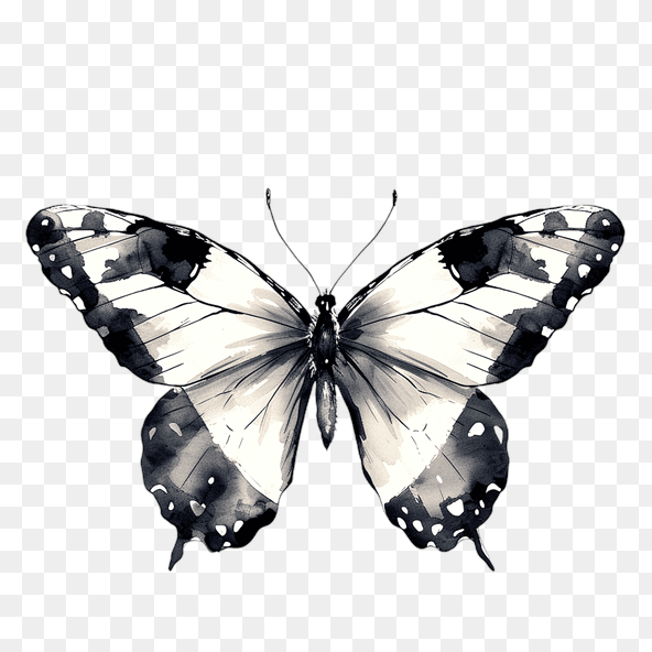 Black Watercolor Butterfly Clipart