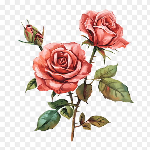 Watercolor Pink Rose Clipart