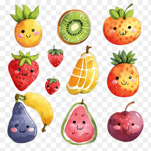Kawaii fruits clipart