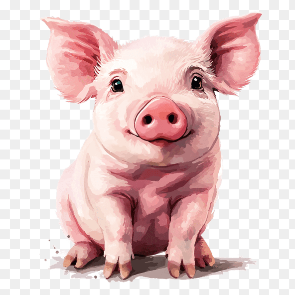 cute piglet sitting down clipart