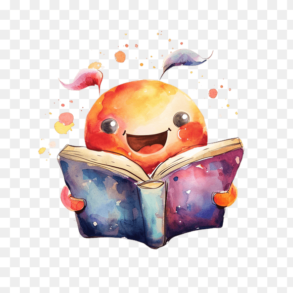 Cute Watercolor Bookworm Clipart