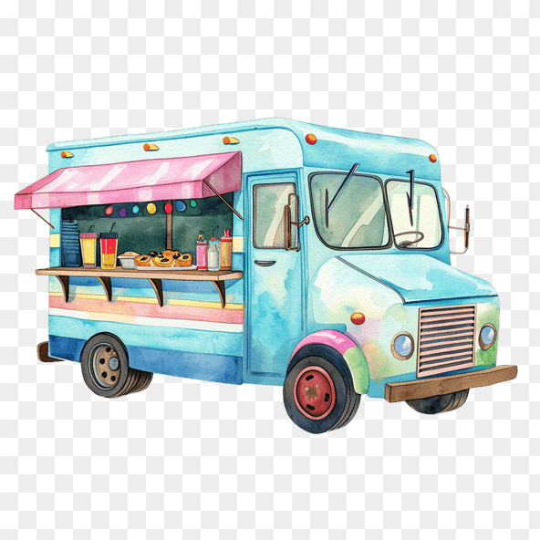 food truck watercolor clipart