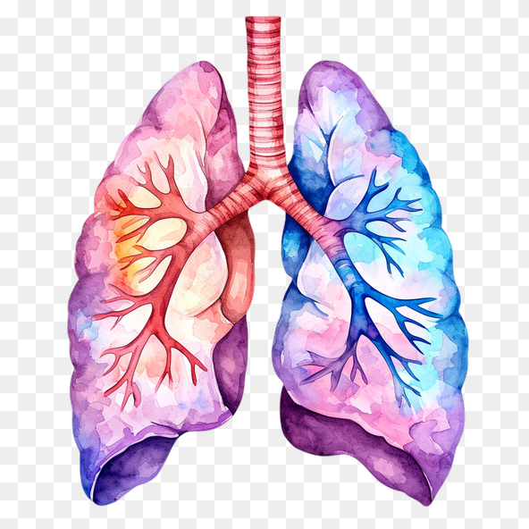 Human Lungs Watercolor Illustration