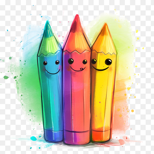 Happy Colorful Pencil Trio Clipart