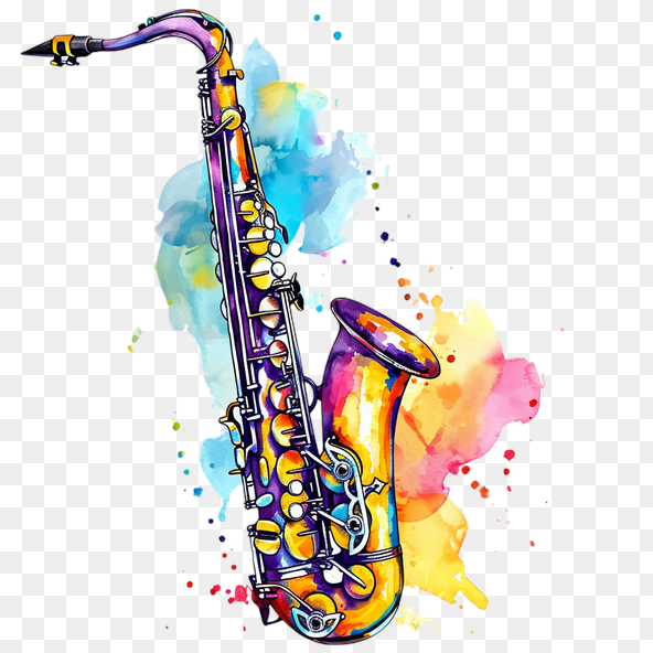 Watercolor Saxophone Clipart