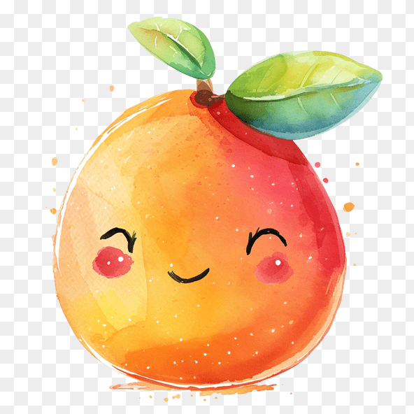 Cute Smiling Mango Watercolor Clipart