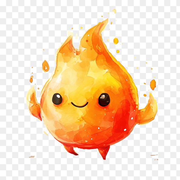 Kawaii Fire Spirit Clipart