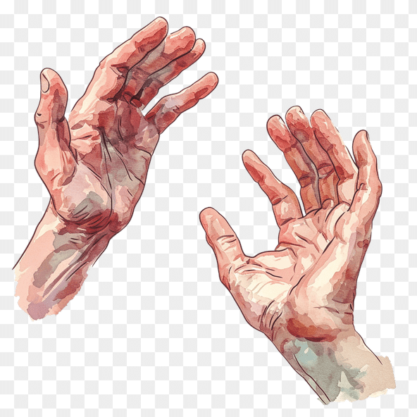 Watercolor Reaching Hands Clipart