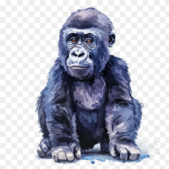 baby gorilla watercolor painting clipart