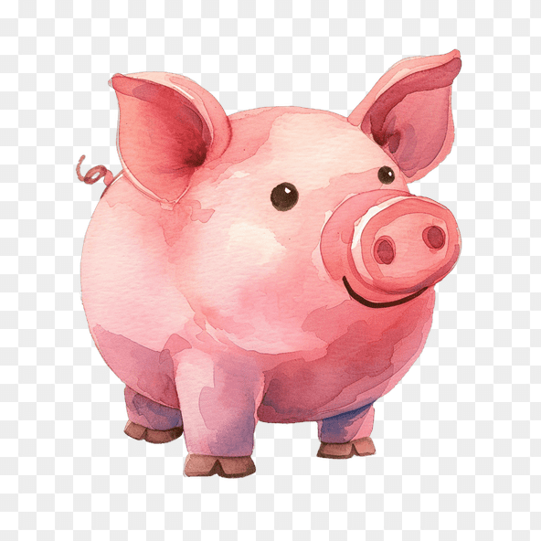  Cute Watercolor Pig Clipart