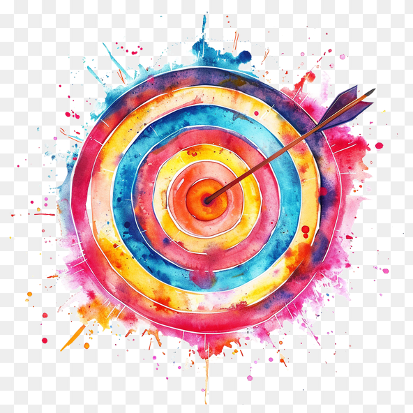 Colorful Watercolor Target With Arrow Clipart