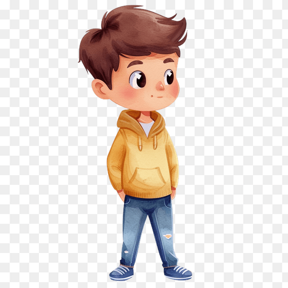 Cute Boy in Yellow Hoodie Clipart