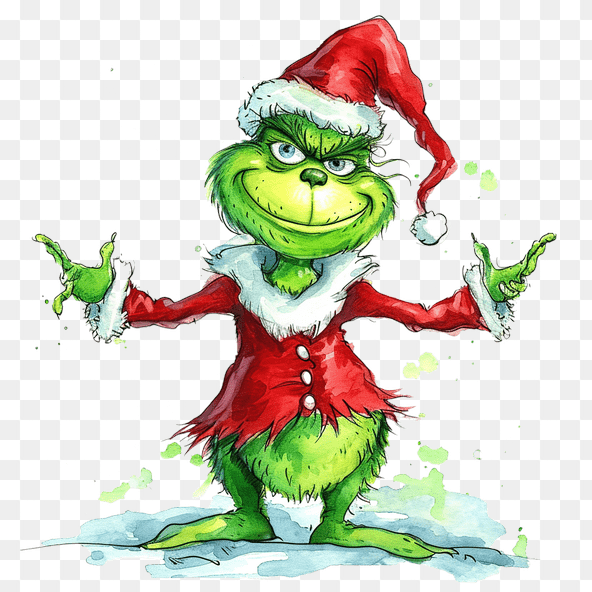 Grinch Christmas Watercolor Painting