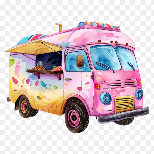 Vintage Pink Food Truck Clipart