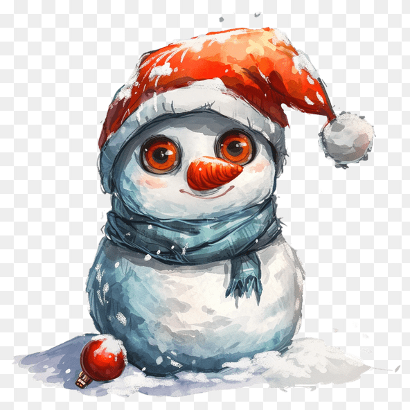Cute Snowman Watercolor Clipart