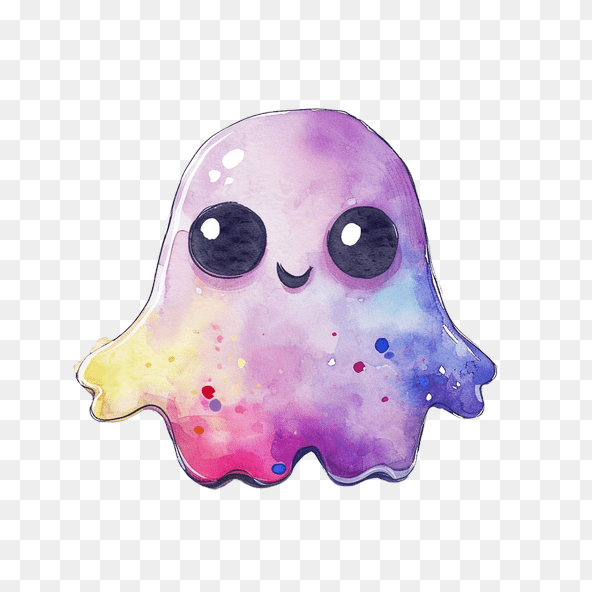 Cute Watercolor Rainbow Ghost Clipart
