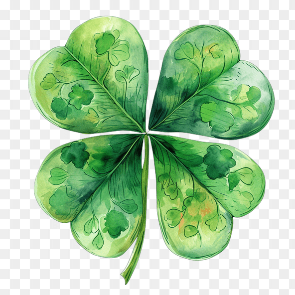 Watercolor Four Leaf Clover Clipart