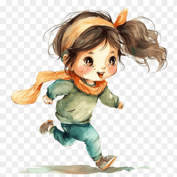 little girl running clipart